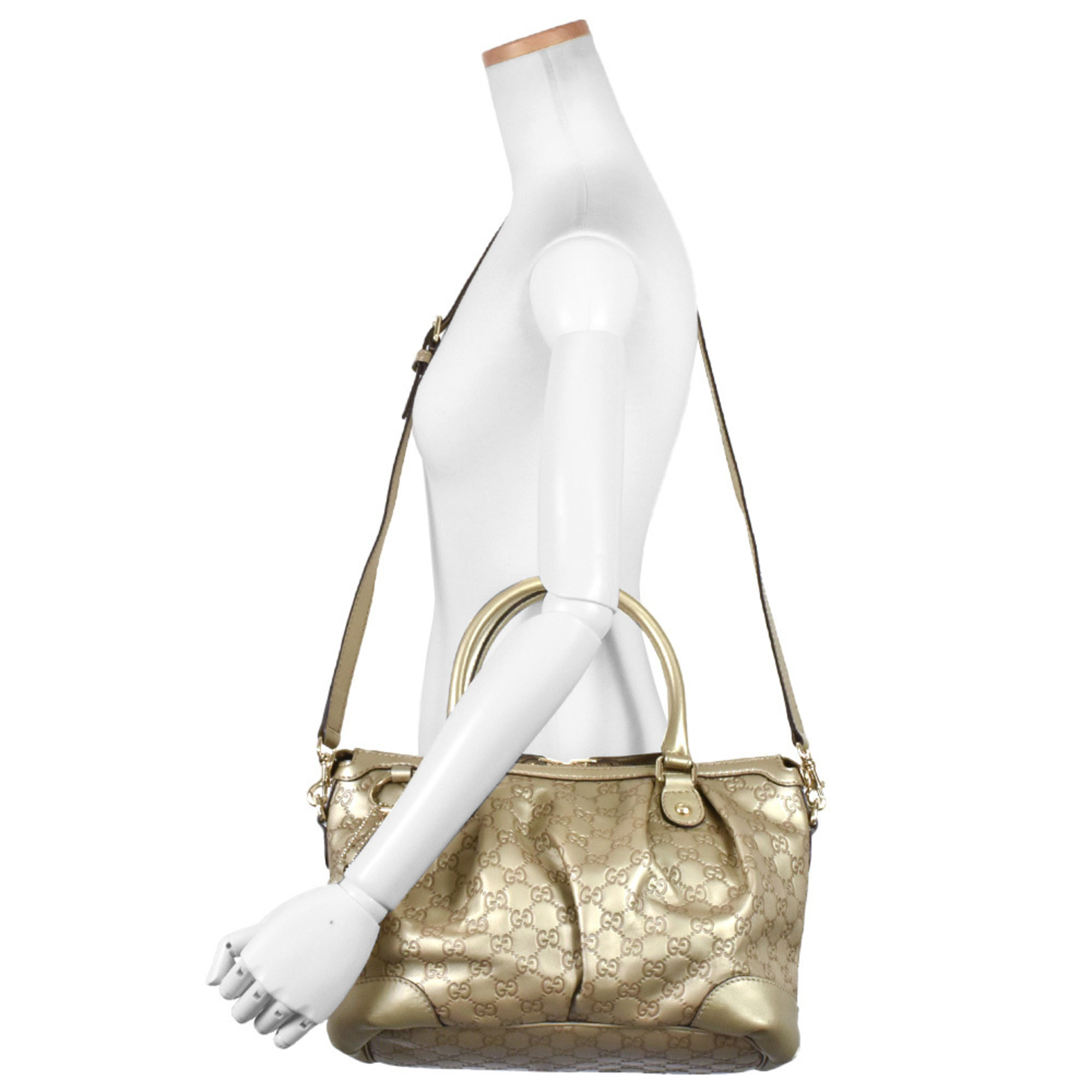 GUCCI Sukey Tote Bag Guccissima 247902 Metallic Gold