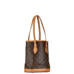 Louis Vuitton Monogram Petit Bucket PM Tote Bag Shoulder M42238 Brown PVC Leather Women's LOUIS VUITTON