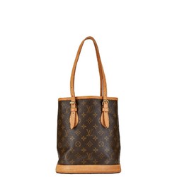 Louis Vuitton Monogram Petit Bucket PM Tote Bag Shoulder M42238 Brown PVC Leather Women's LOUIS VUITTON