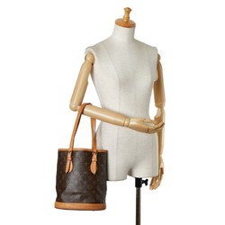 Louis Vuitton Monogram Petit Bucket PM Tote Bag Shoulder M42238 Brown PVC Leather Women's LOUIS VUITTON