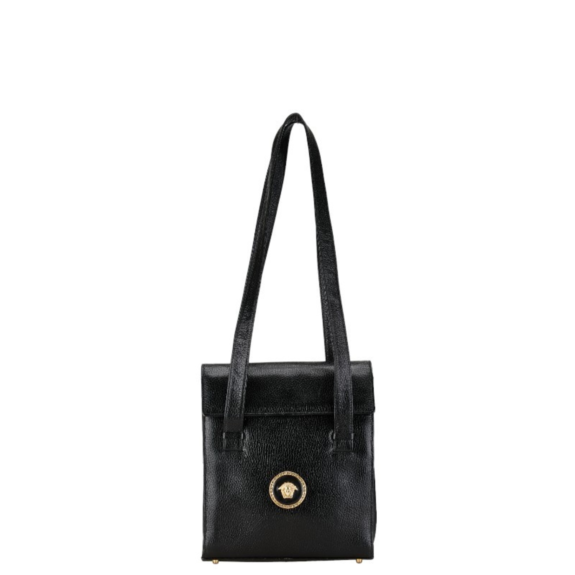 Versace Medusa Tote Bag Shoulder Black Leather Women's VERSACE