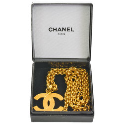 CHANEL Coco Mark Pendant Necklace 29 Engraved GP 60cm Women's