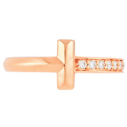 Tiffany & Co. T One Ring, Diamond, Size 7, K18 Rose Gold, Women's