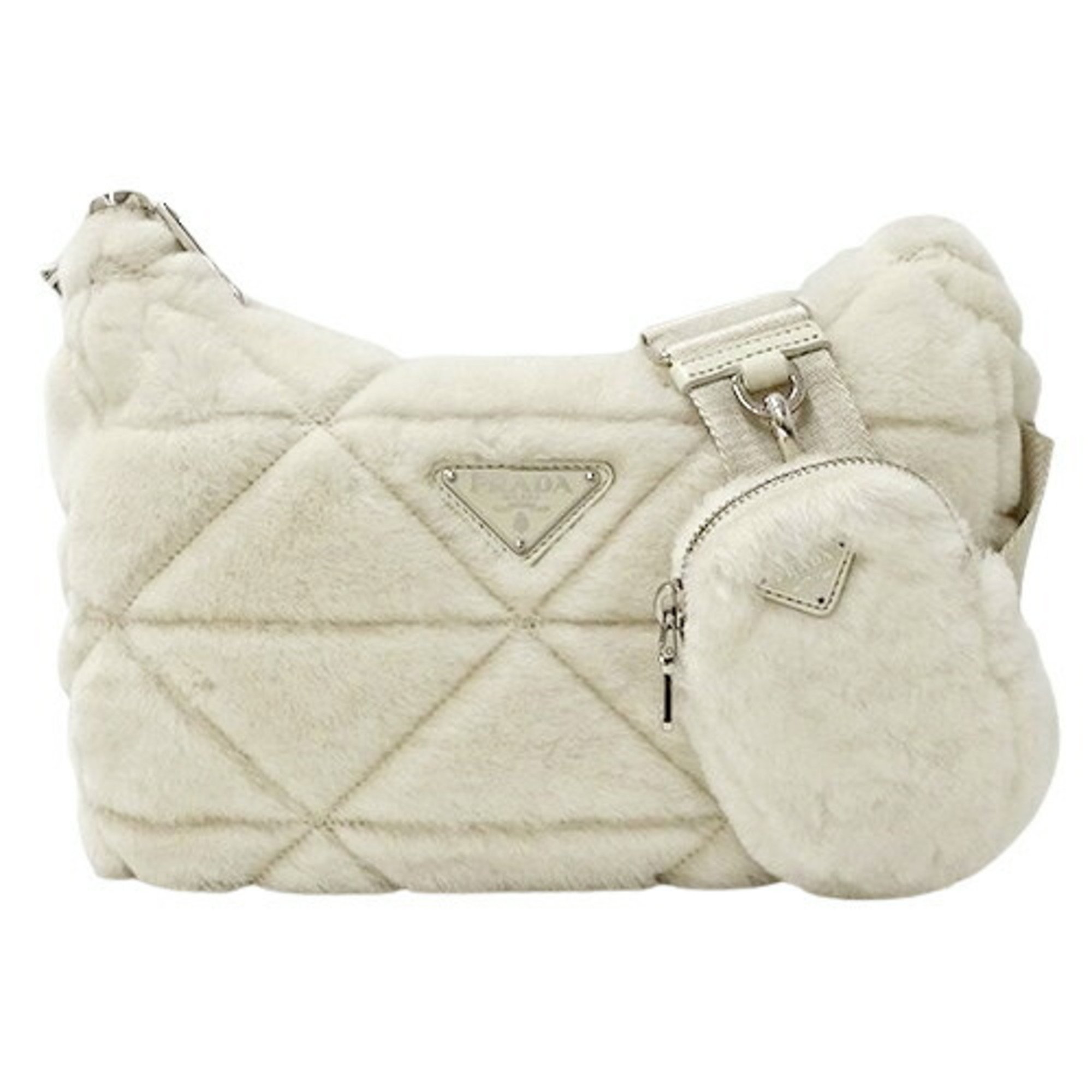 PRADA Women's Shoulder Bag Fur White 1BC151