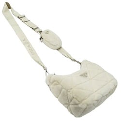 PRADA Women's Shoulder Bag Fur White 1BC151