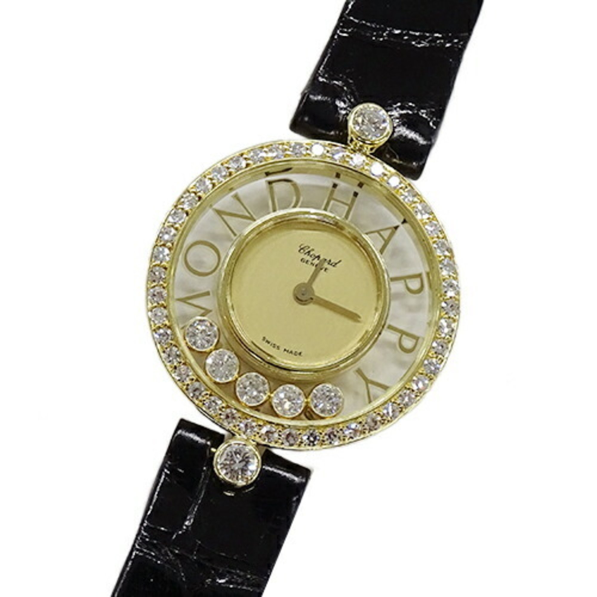 Chopard Watch Ladies Happy Diamonds 5P Diamond Quartz YG Leather 20/3926 Gold Manufacturer's Pre-Owned