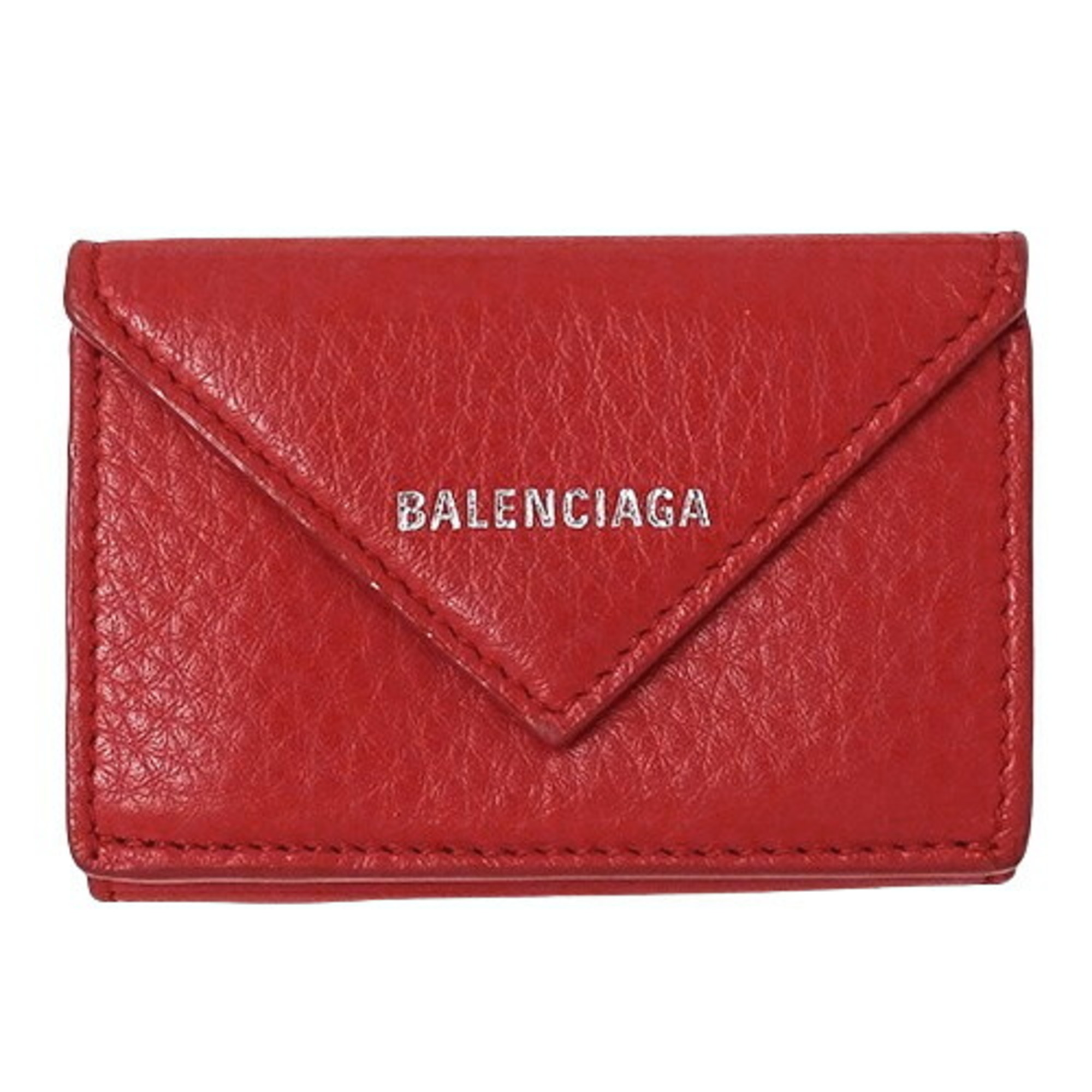 BALENCIAGA Women's Wallet Tri-fold Paper Leather Red 391446 Compact