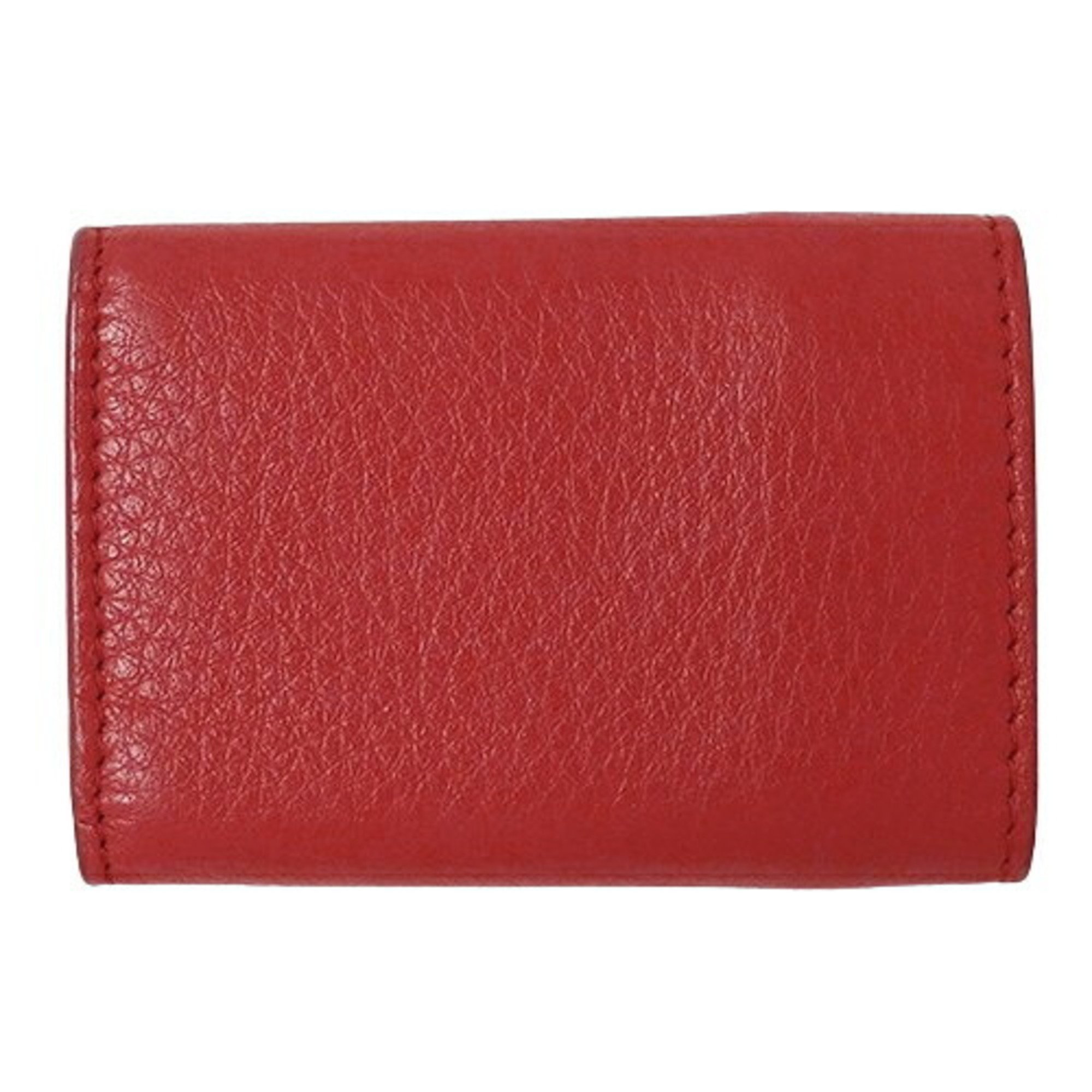 BALENCIAGA Women's Wallet Tri-fold Paper Leather Red 391446 Compact