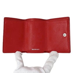 BALENCIAGA Women's Wallet Tri-fold Paper Leather Red 391446 Compact