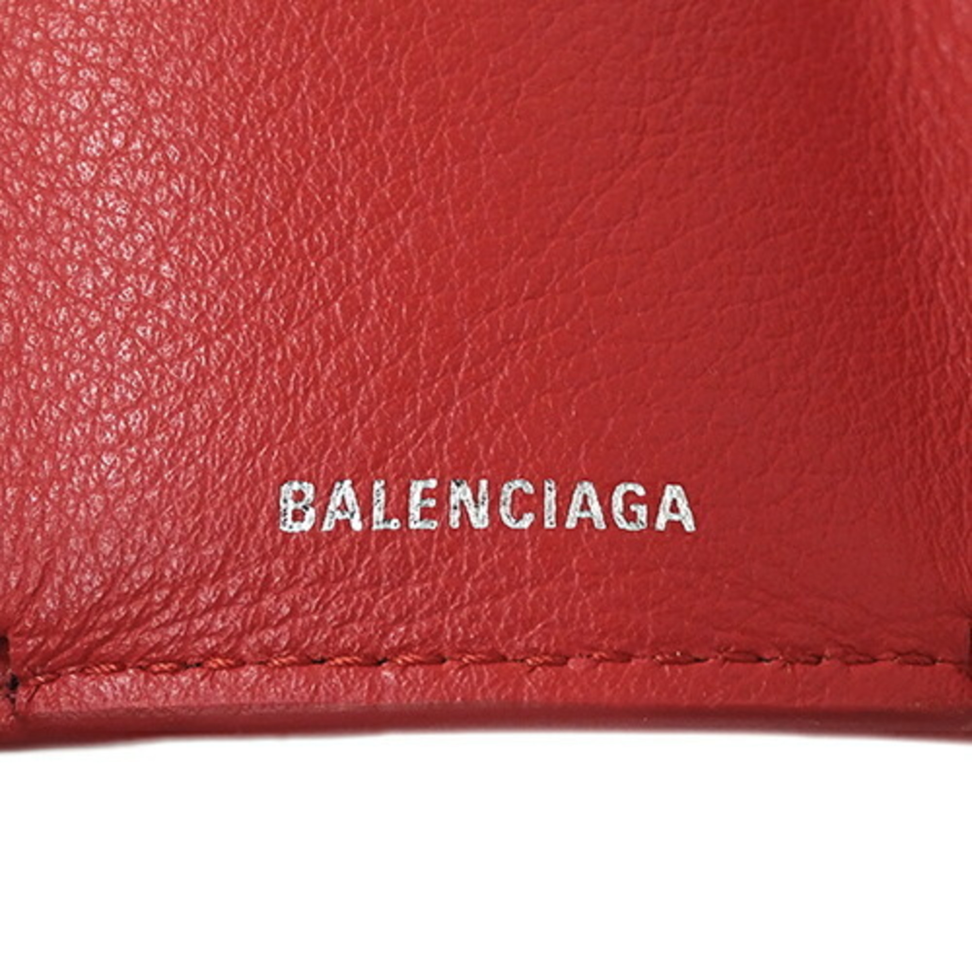 BALENCIAGA Women's Wallet Tri-fold Paper Leather Red 391446 Compact