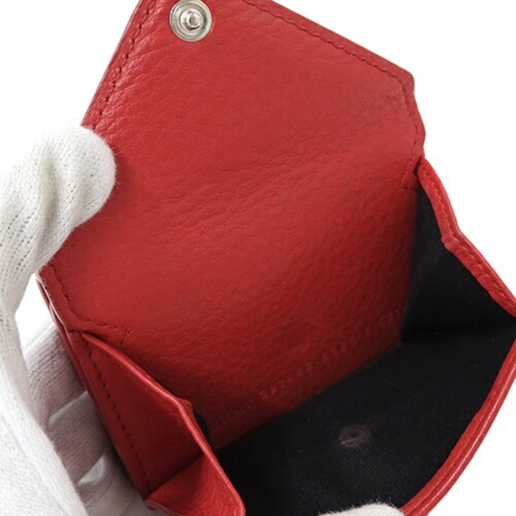 BALENCIAGA Women's Wallet Tri-fold Paper Leather Red 391446 Compact