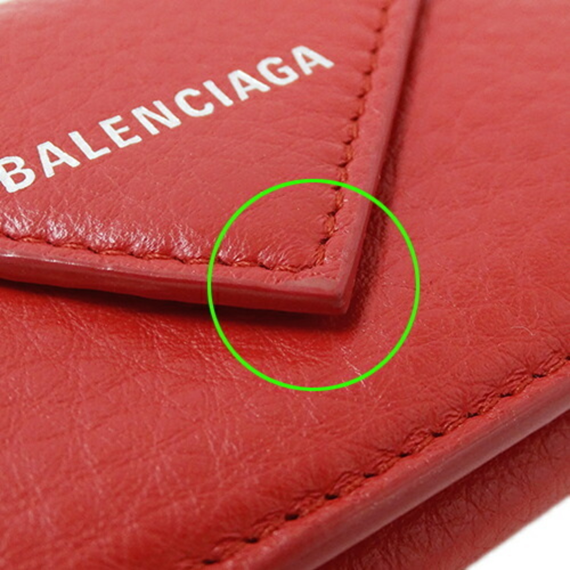 BALENCIAGA Women's Wallet Tri-fold Paper Leather Red 391446 Compact