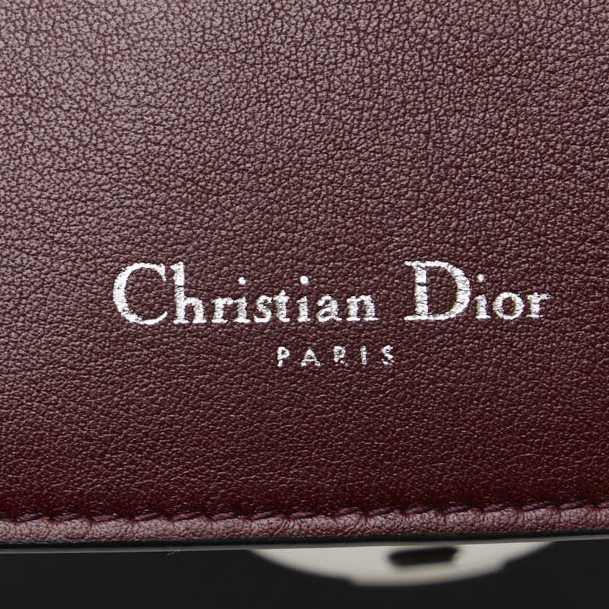 Christian Dior Dior Be Handbag Shoulder Bag Black Silver Wine Red Leather Women's