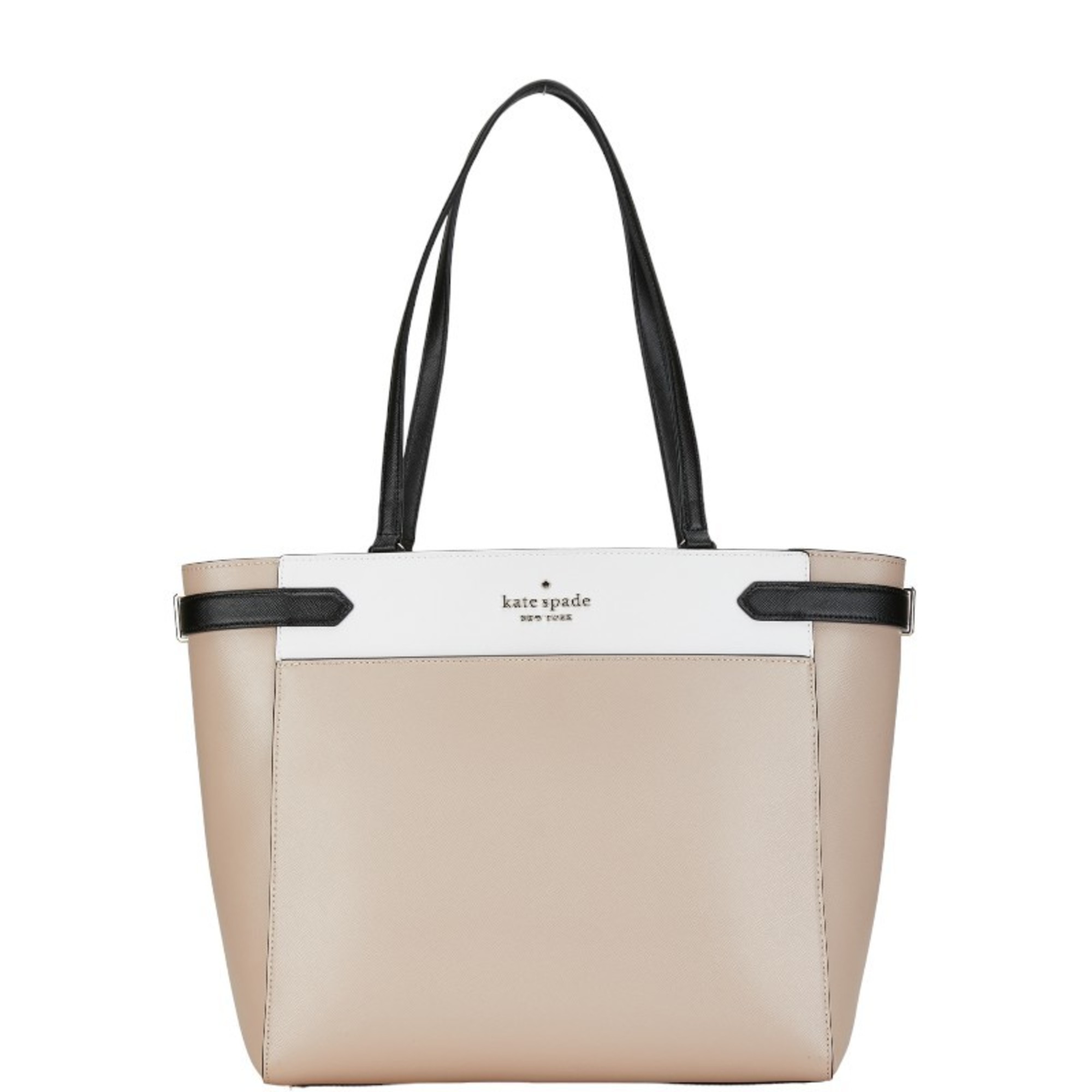 Kate Spade handbag tote bag beige white black leather ladies eLADY Globazone