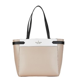 Kate Spade handbag tote bag beige white black leather ladies