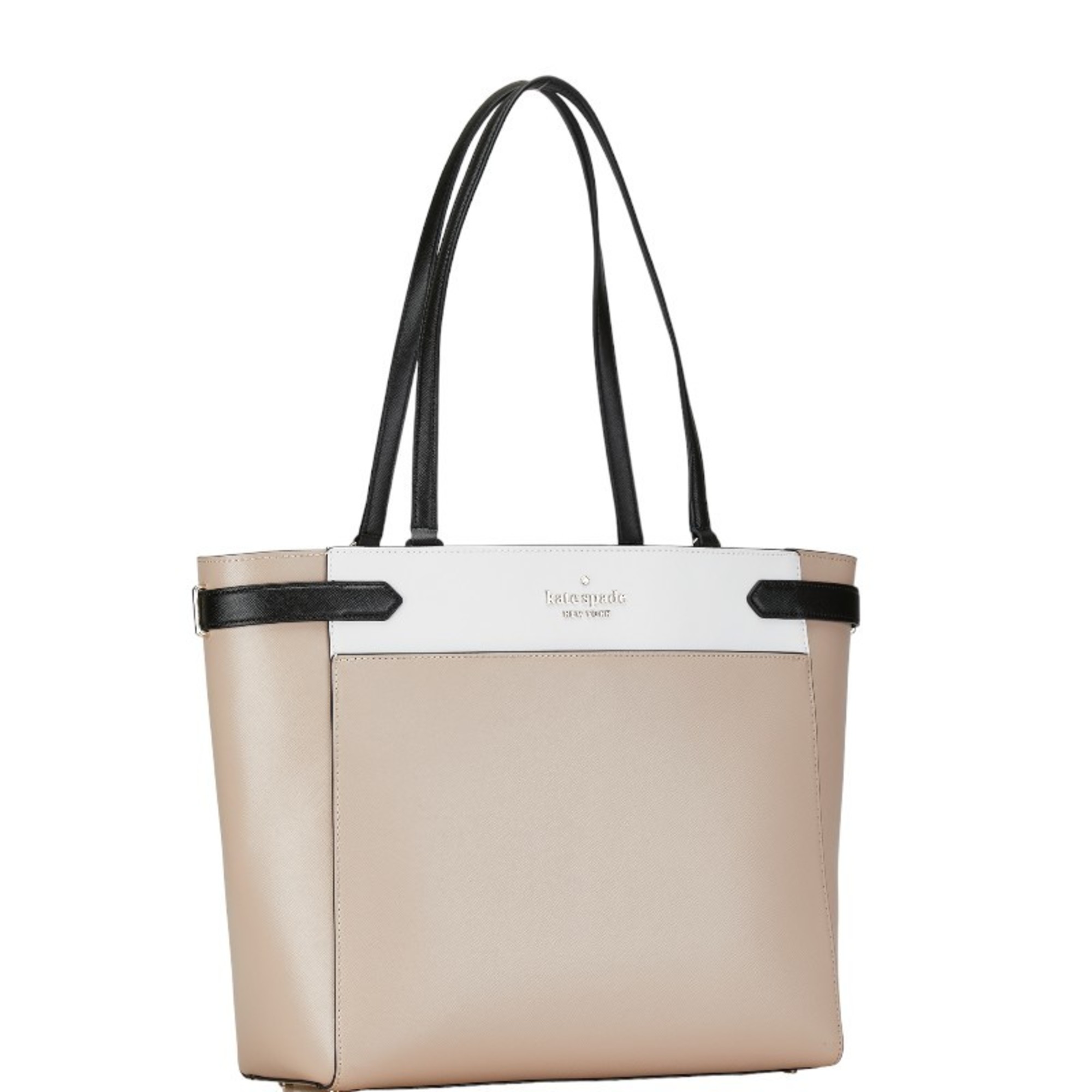 Kate Spade handbag tote bag beige white black leather ladies