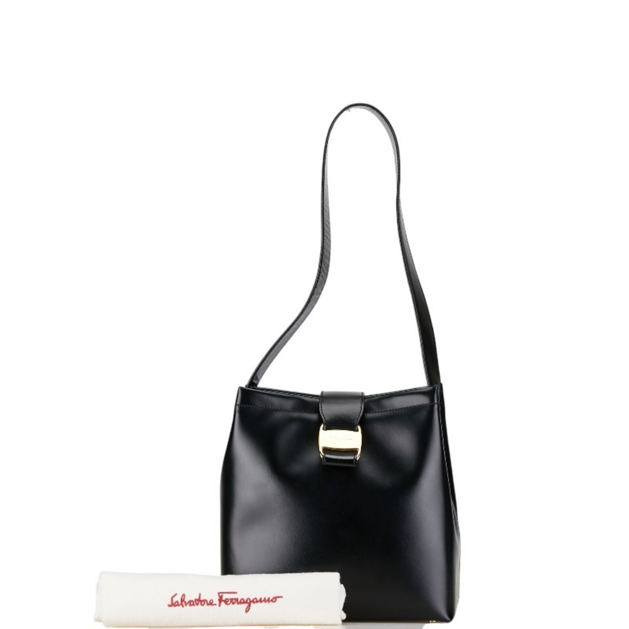 Salvatore Ferragamo Vara Bag Handbag AF-21 8250 Black Leather Women's