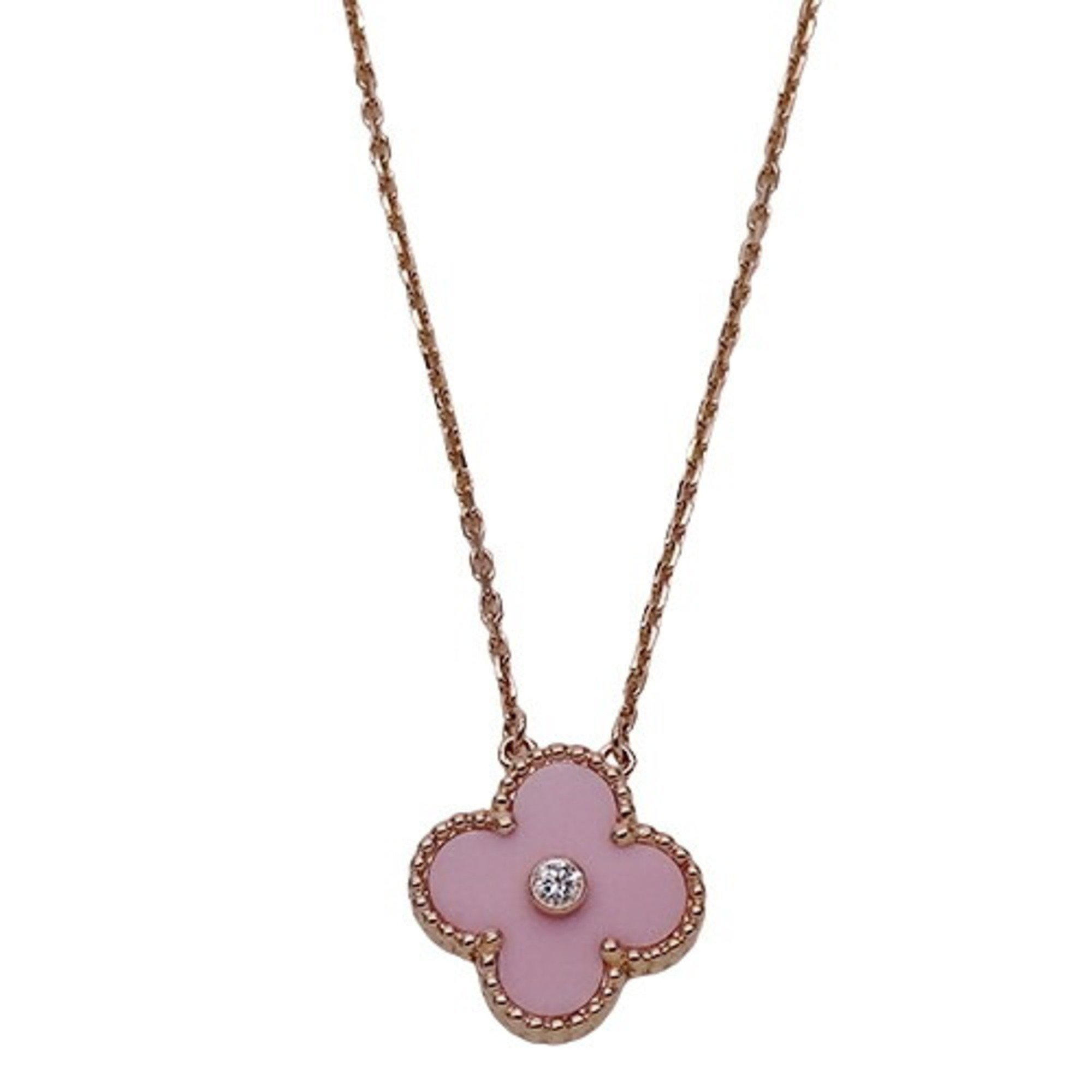 Van Cleef & Arpels Alhambra Necklace for Women, 2015 Xmas Limited Edition, Holiday, 750PG, Diamond, Sable, Pink Gold, Polished