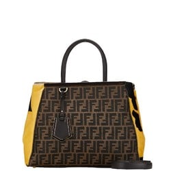 Fendi Zucca Twojours Pony Handbag Shoulder Bag Brown Black Yellow Canvas Leather Women's FENDI