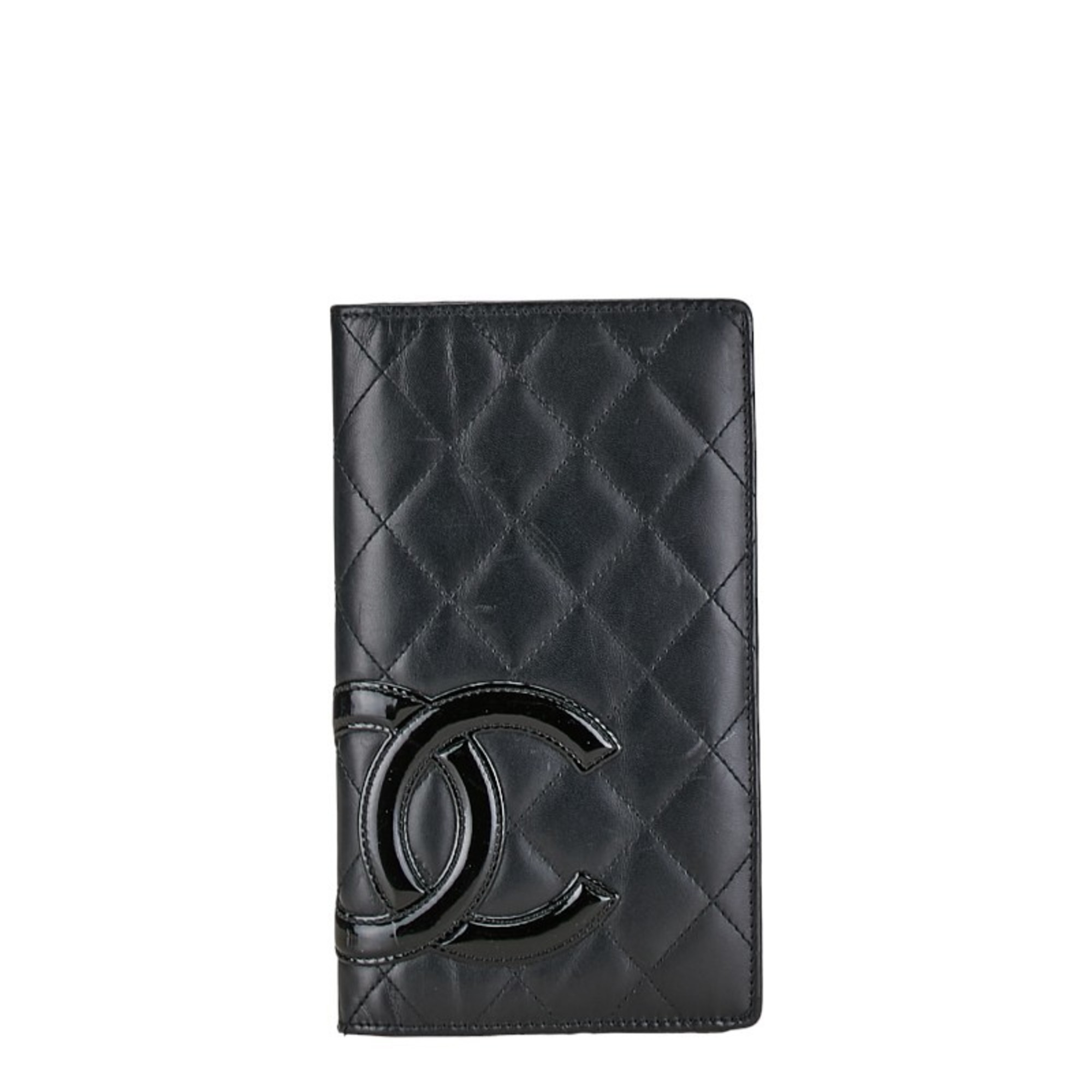 Chanel Matelasse Cambon Line Coco Mark Long Wallet Bi-fold Black Lambskin Women's CHANEL