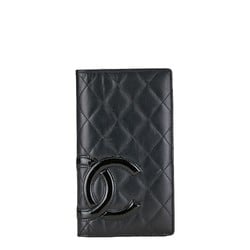 Chanel Matelasse Cambon Line Coco Mark Long Wallet Bi-fold Black Lambskin Women's CHANEL