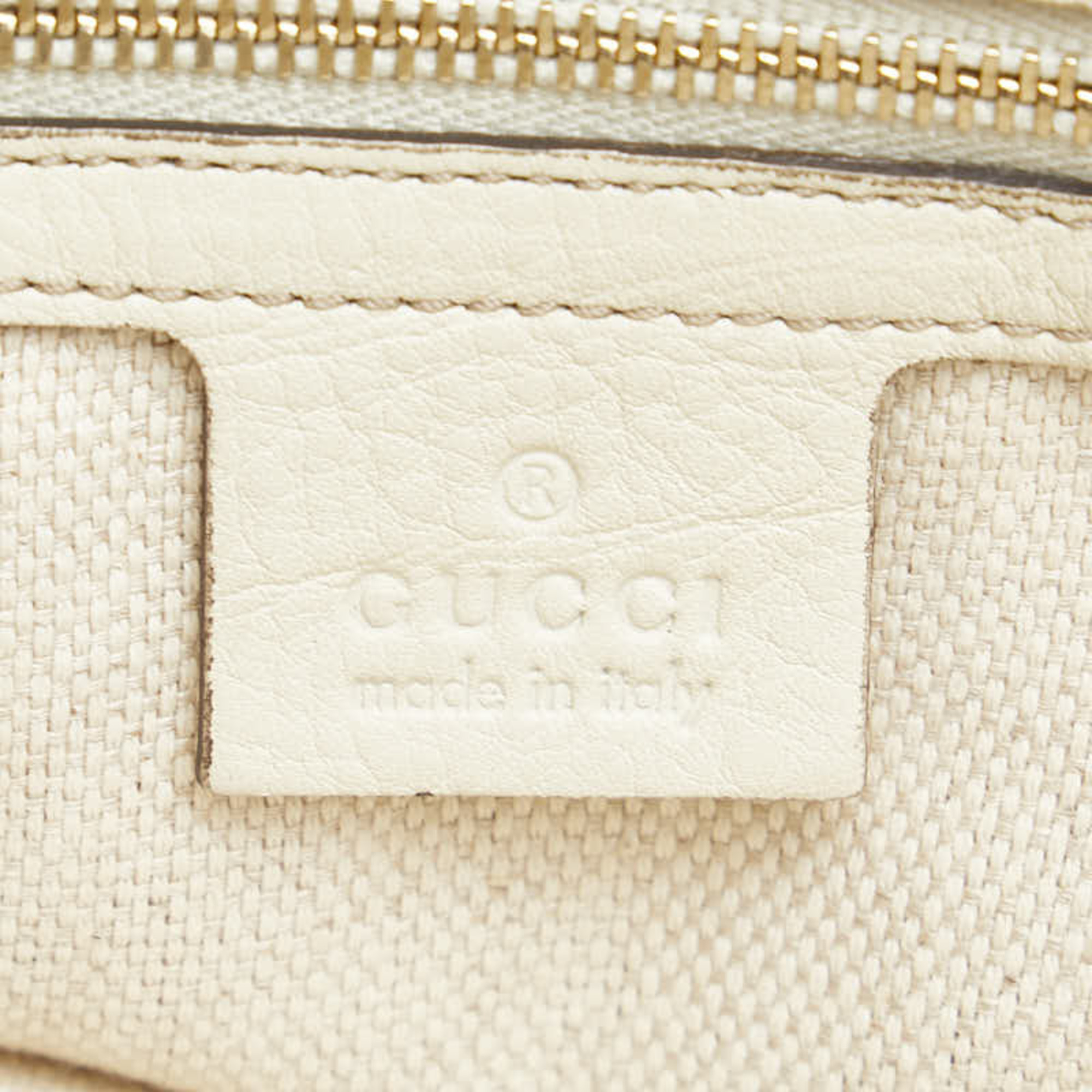 Gucci GG Canvas Bamboo Handbag 282317 Beige White Leather Women's GUCCI