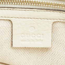 Gucci GG Canvas Bamboo Handbag 282317 Beige White Leather Women's GUCCI