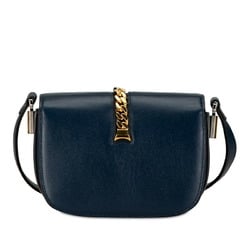 Gucci Sylvie Shoulder Bag 615965 Navy Leather Women's GUCCI