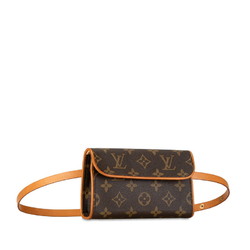 Louis Vuitton Monogram Pochette Florentine XS Body Bag Waist Shoulder M51855 Brown PVC Leather Women's LOUIS VUITTON