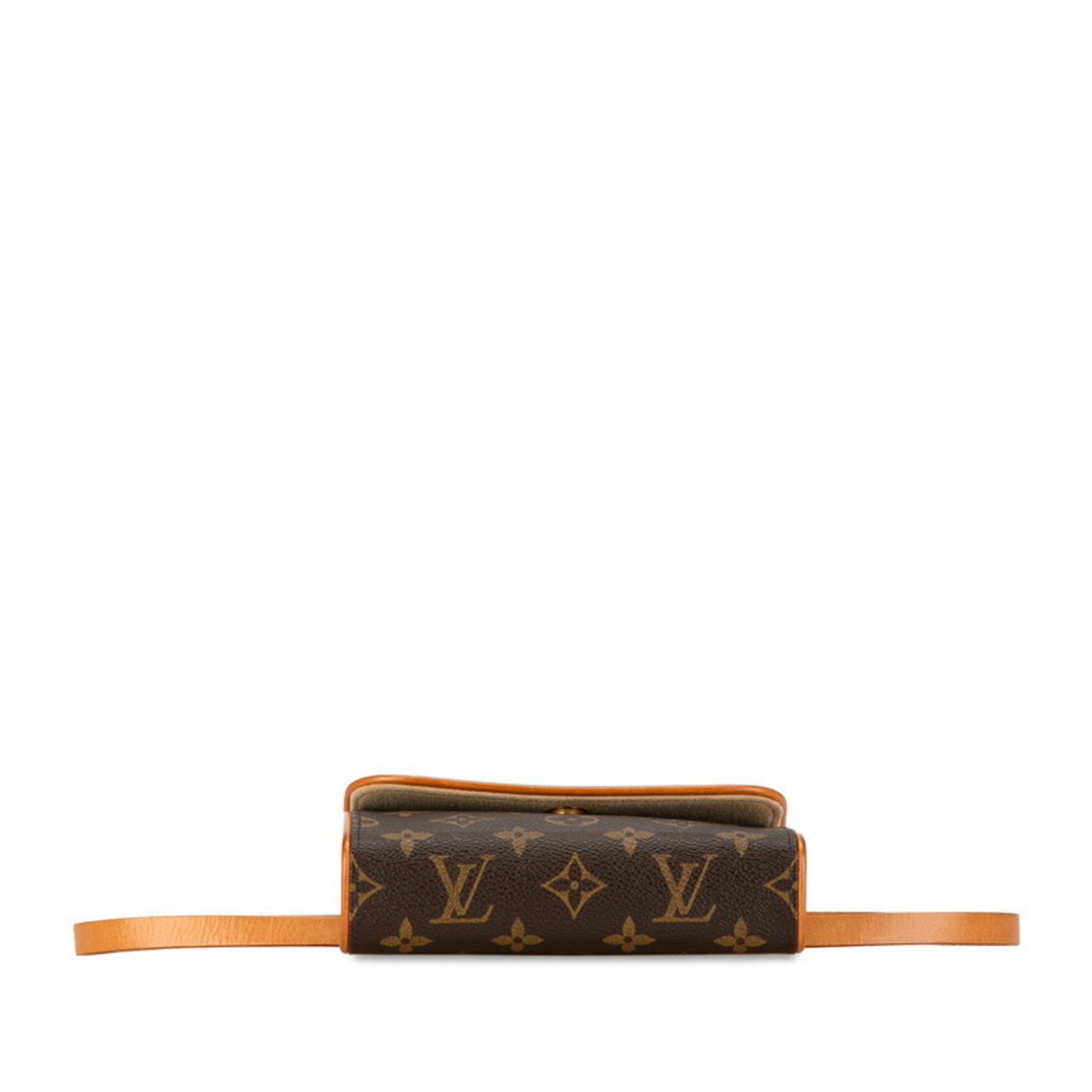 Louis Vuitton Monogram Pochette Florentine XS Body Bag Waist Shoulder M51855 Brown PVC Leather Women's LOUIS VUITTON