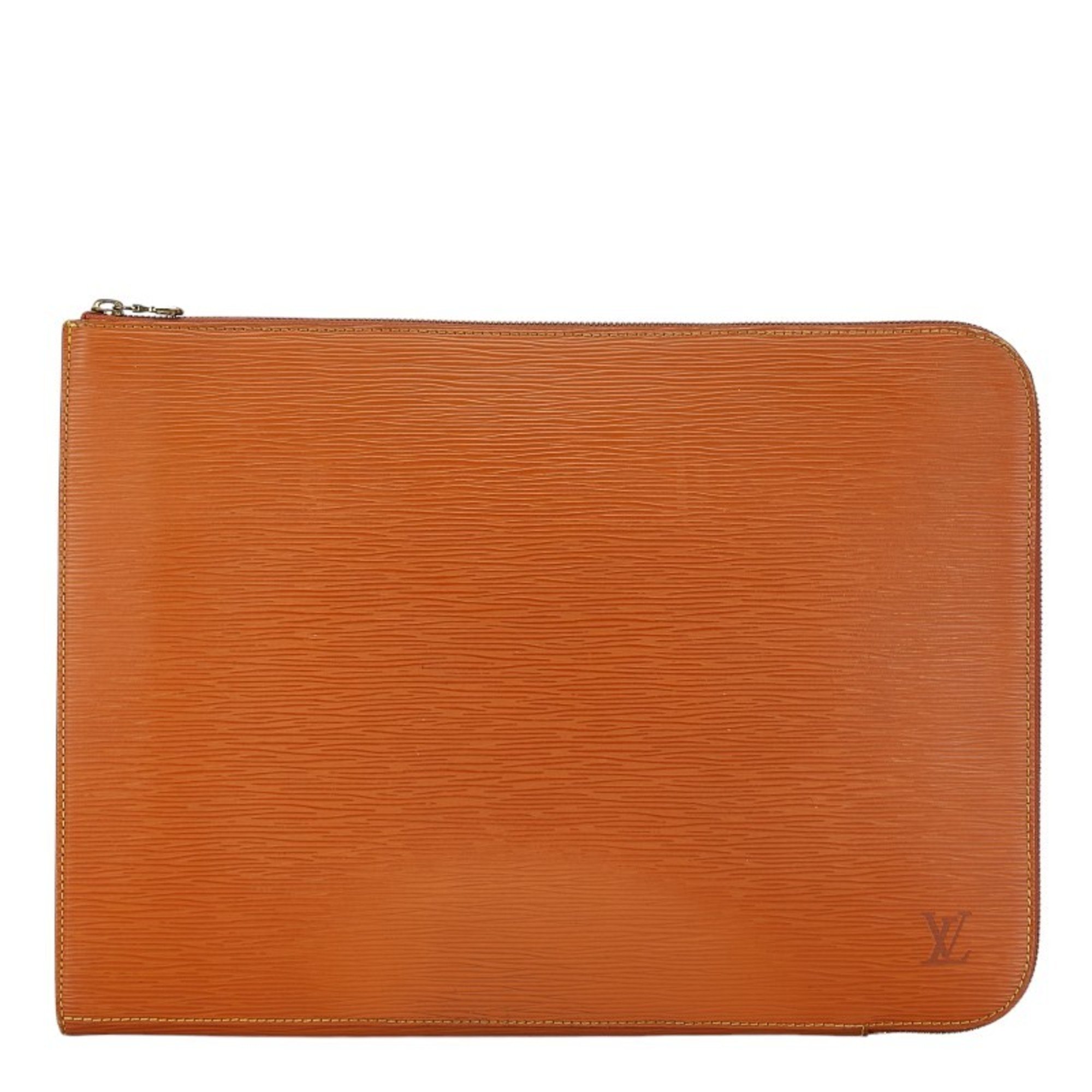 Louis Vuitton Epi Poche Document Clutch Bag Second M54498 Zipangu Gold Orange Leather Women's LOUIS VUITTON