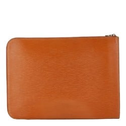 Louis Vuitton Epi Poche Document Clutch Bag Second M54498 Zipangu Gold Orange Leather Women's LOUIS VUITTON