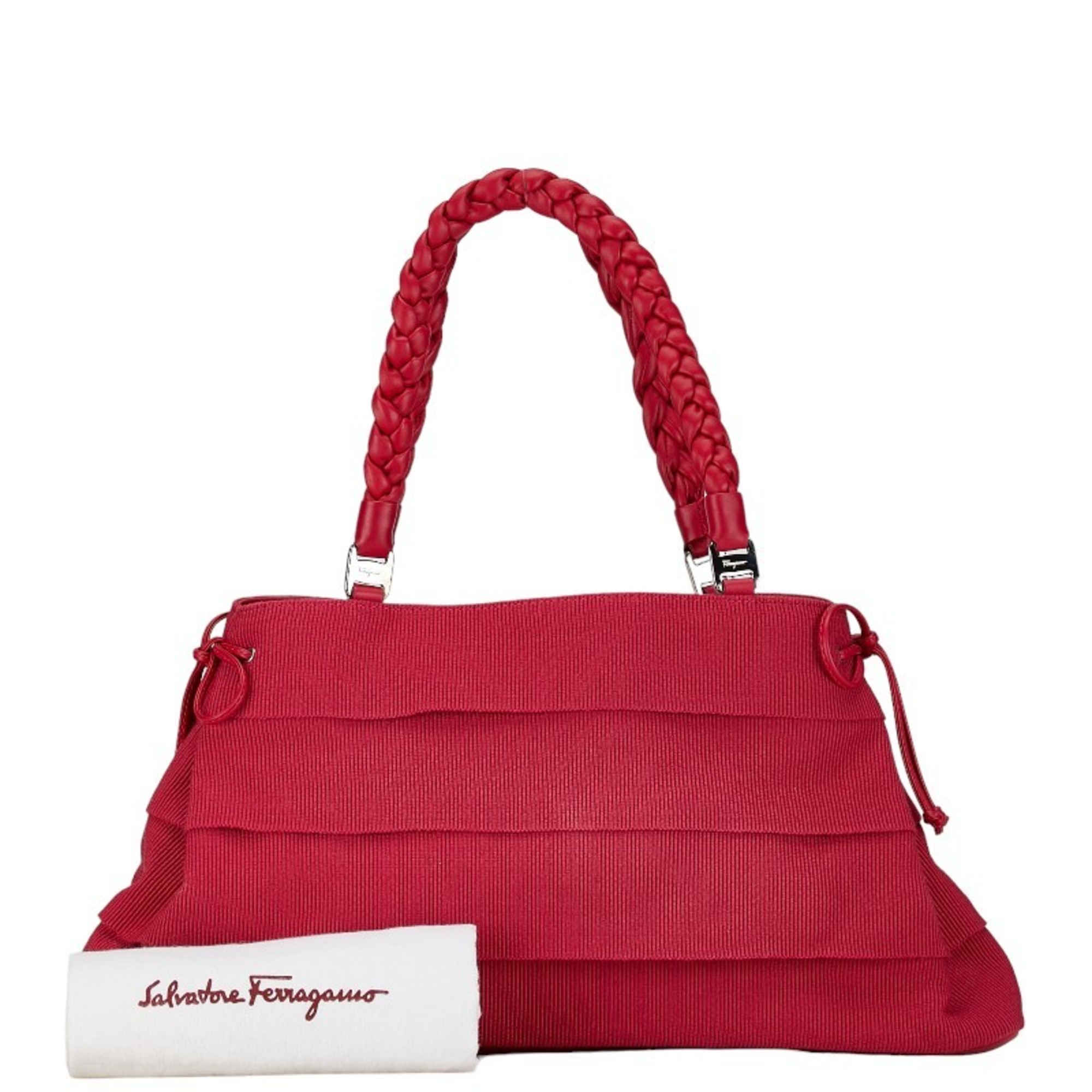 Salvatore Ferragamo handbag pink red canvas leather women's