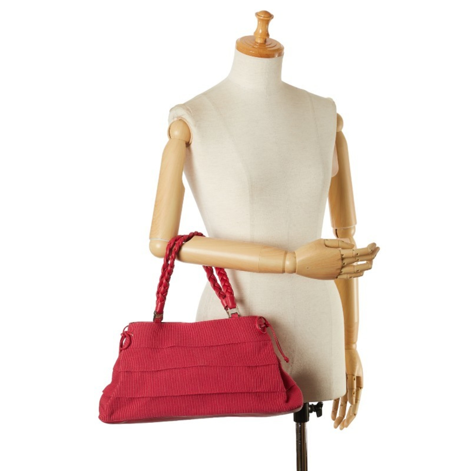 Salvatore Ferragamo handbag pink red canvas leather women's