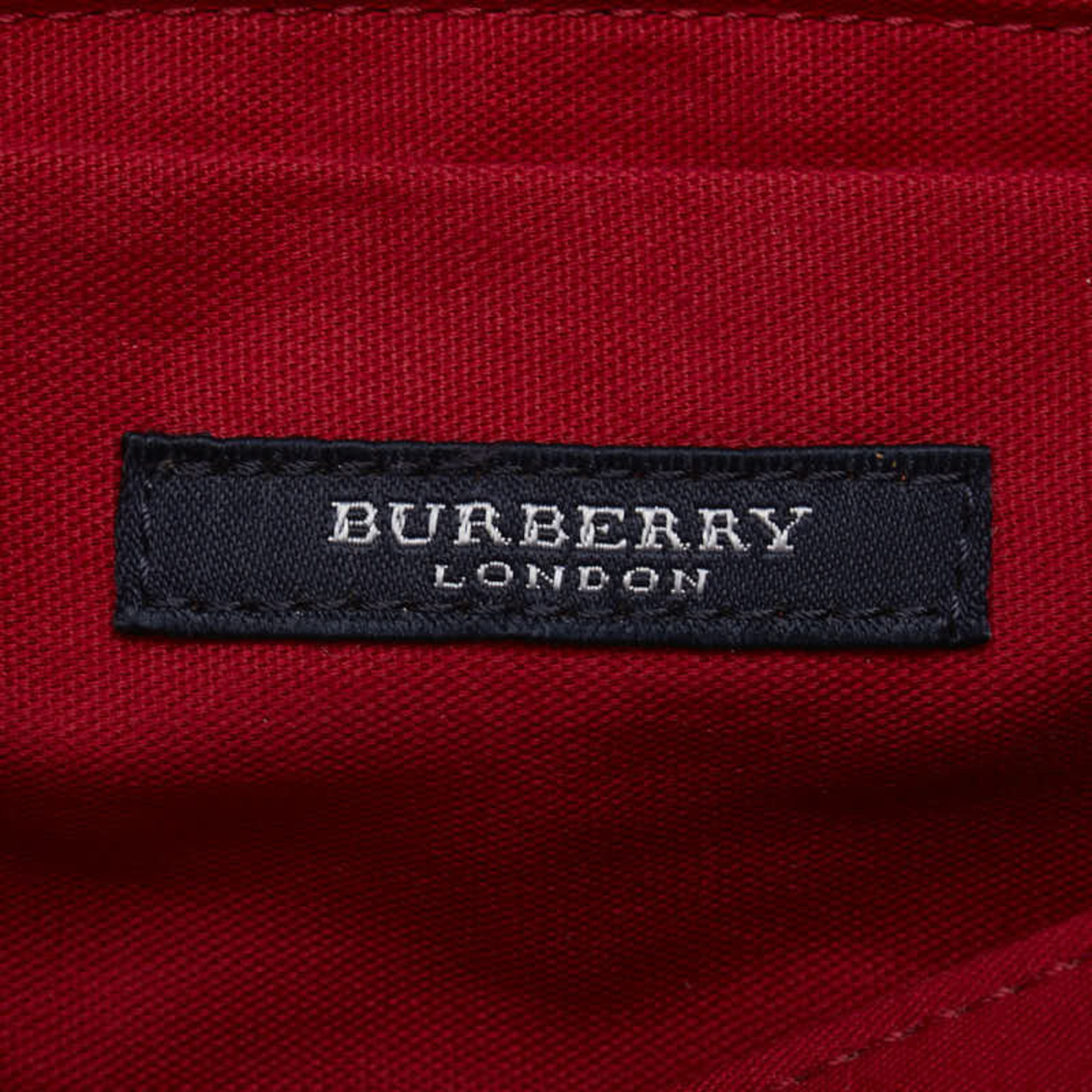 Burberry Nova Check Shoulder Bag Red Beige Canvas Women's BURBERRY