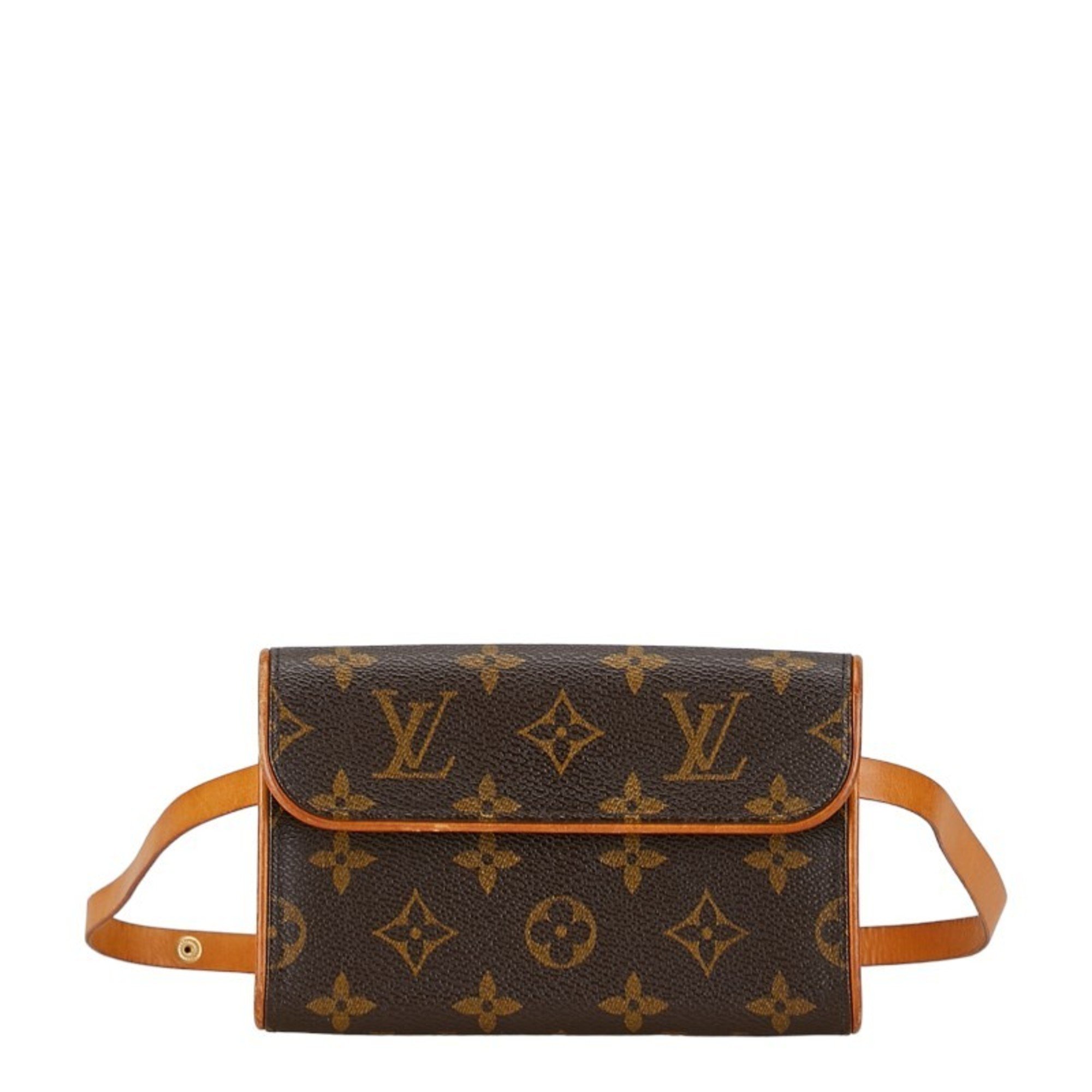 Louis Vuitton Monogram Pochette Florentine XS Body Bag Waist Shoulder M51855 Brown PVC Leather Women's LOUIS VUITTON