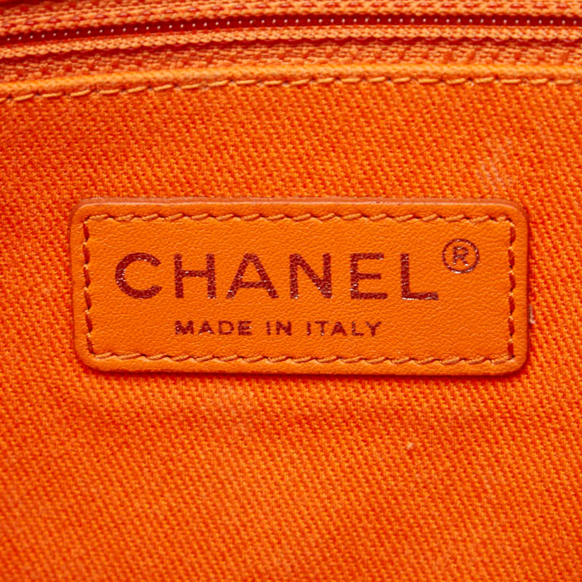 Chanel Coco Mark Deauville Handbag Shoulder Bag Orange Canvas Leather Women's CHANEL