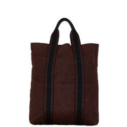 Hermes Foule Tou Cabas Handbag Black Bordeaux Cotton Women's HERMES