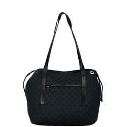 Gucci GG Canvas Handbag Tote Bag 019 0493 Navy Black Leather Women's GUCCI