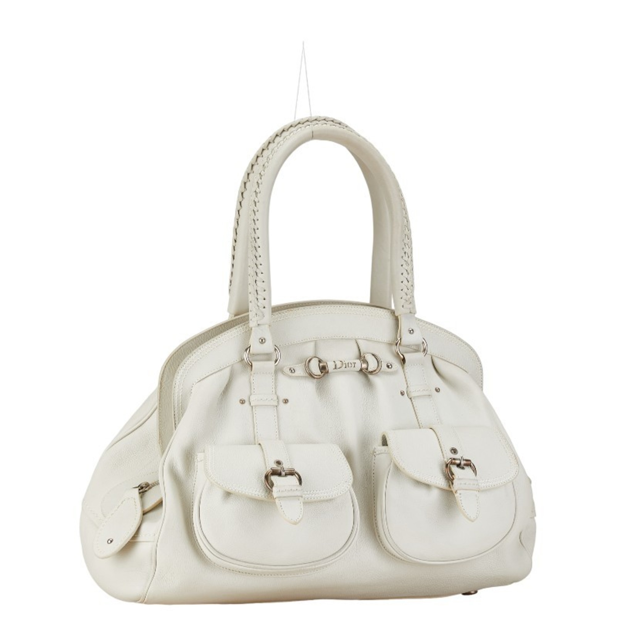 Christian Dior Dior handbag tote bag white leather women's