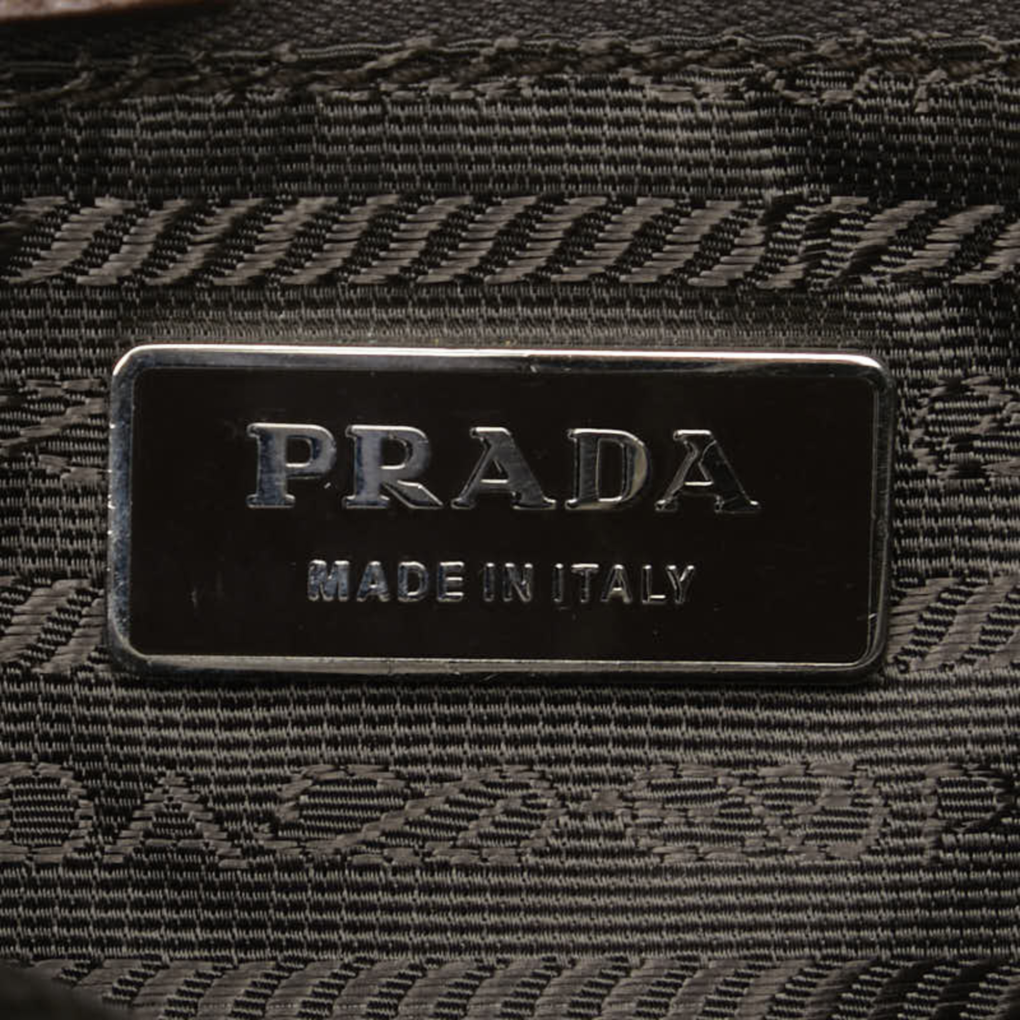 Prada Triangle Plate Shoulder Bag Khaki Brown Nylon Leather Women's PRADA