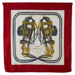 Hermes Carre 90 BRIDES de GALA Ceremonial Bridle Scarf Muffler Red White Silk Women's HERMES