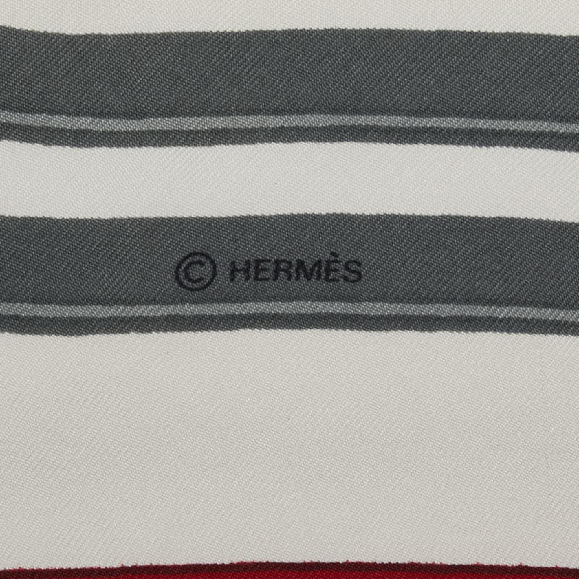 Hermes Carre 90 BRIDES de GALA Ceremonial Bridle Scarf Muffler Red White Silk Women's HERMES