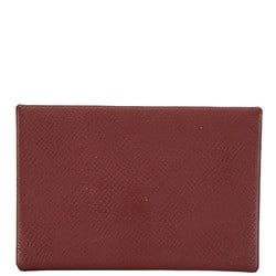 Hermes Calvi Card Case Coin Rouge Ash Wine Red Epsom Leather Women's HERMES