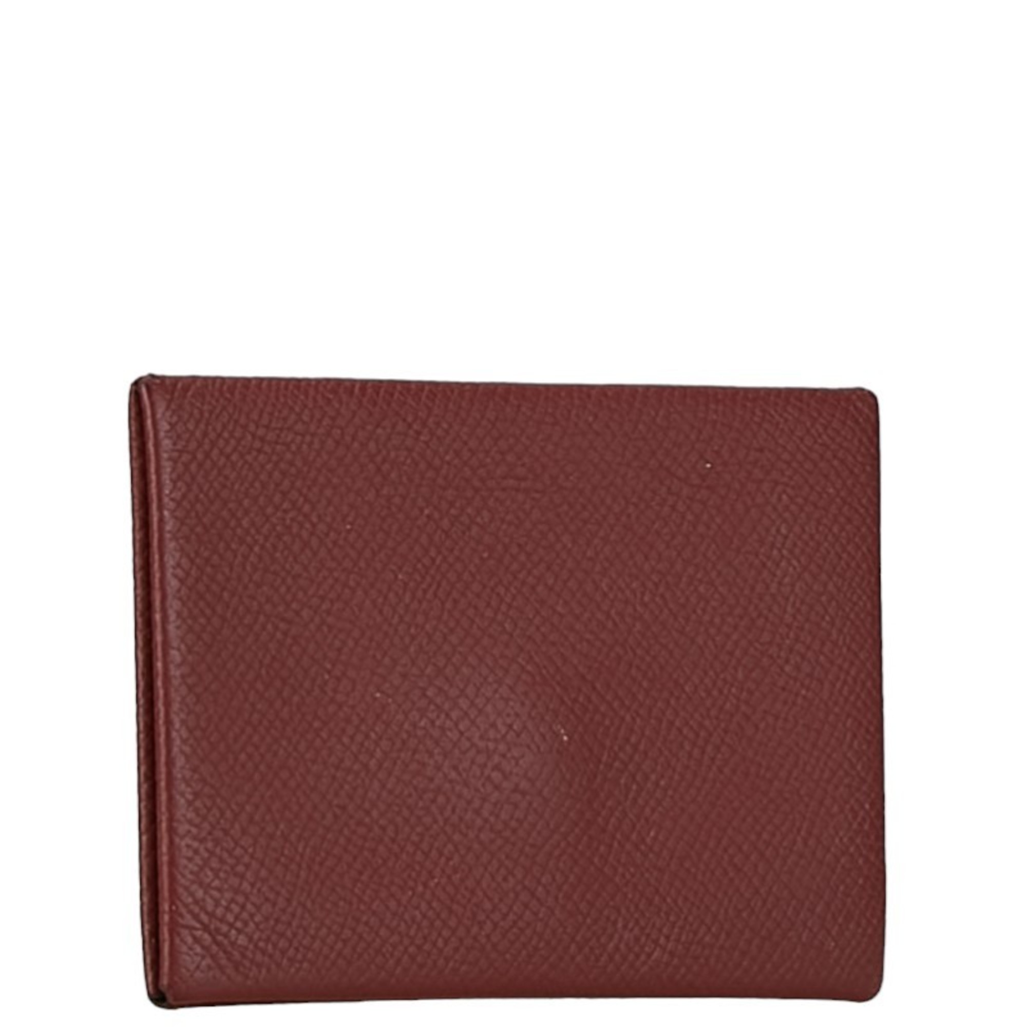 Hermes Calvi Card Case Coin Rouge Ash Wine Red Epsom Leather Women's HERMES