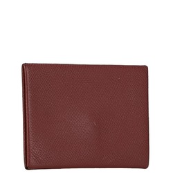 Hermes Calvi Card Case Coin Rouge Ash Wine Red Epsom Leather Women's HERMES