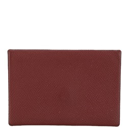 Hermes Calvi Card Case Coin Rouge Ash Wine Red Epsom Leather Women's HERMES