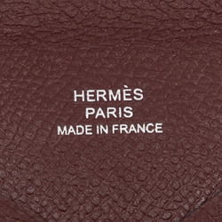 Hermes Calvi Card Case Coin Rouge Ash Wine Red Epsom Leather Women's HERMES