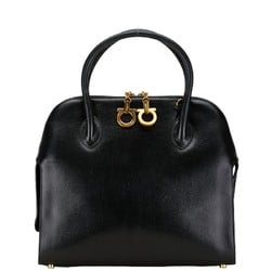 Salvatore Ferragamo Gancini Handbag Shoulder Bag Black Leather Women's