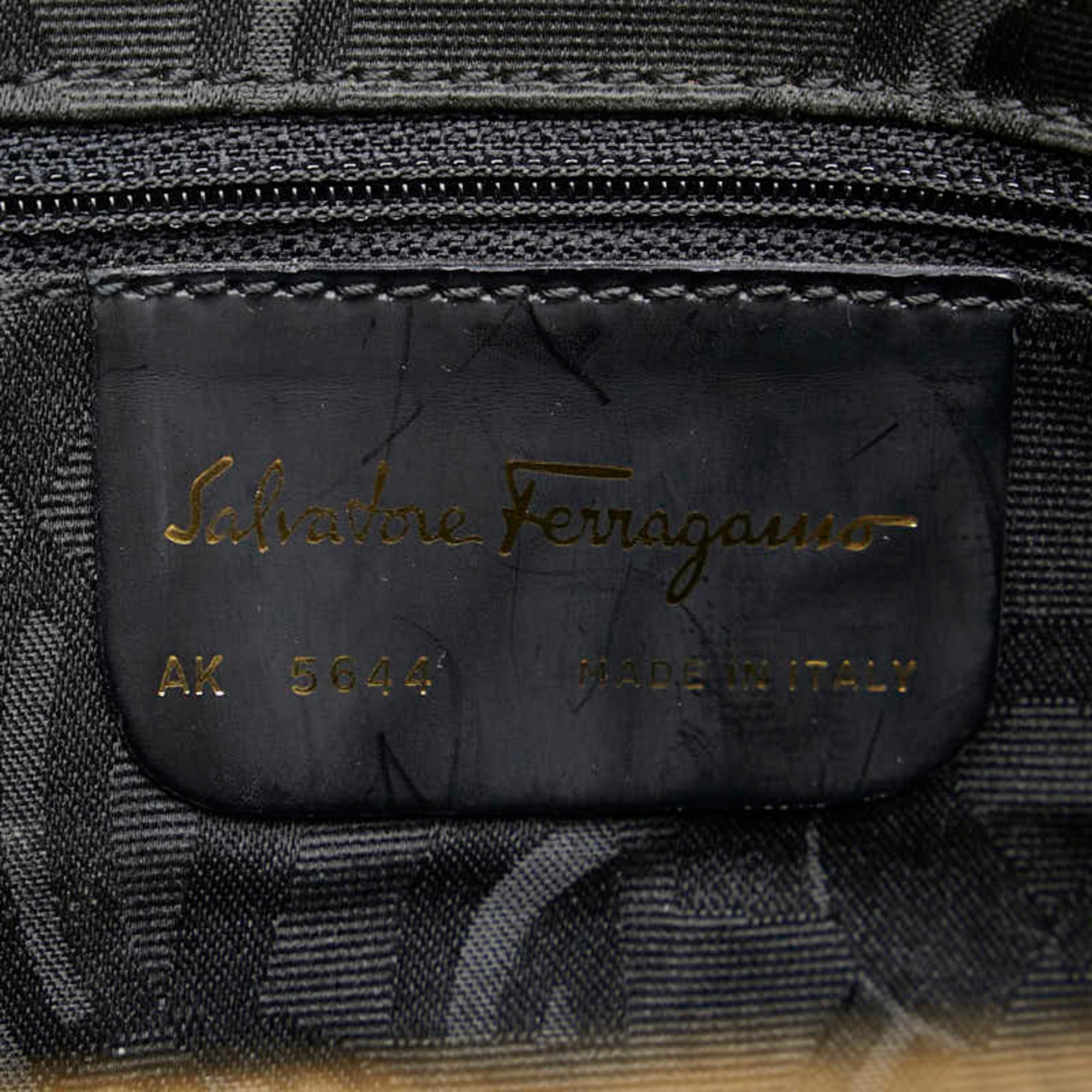 Salvatore Ferragamo Gancini Handbag Shoulder Bag Black Leather Women's